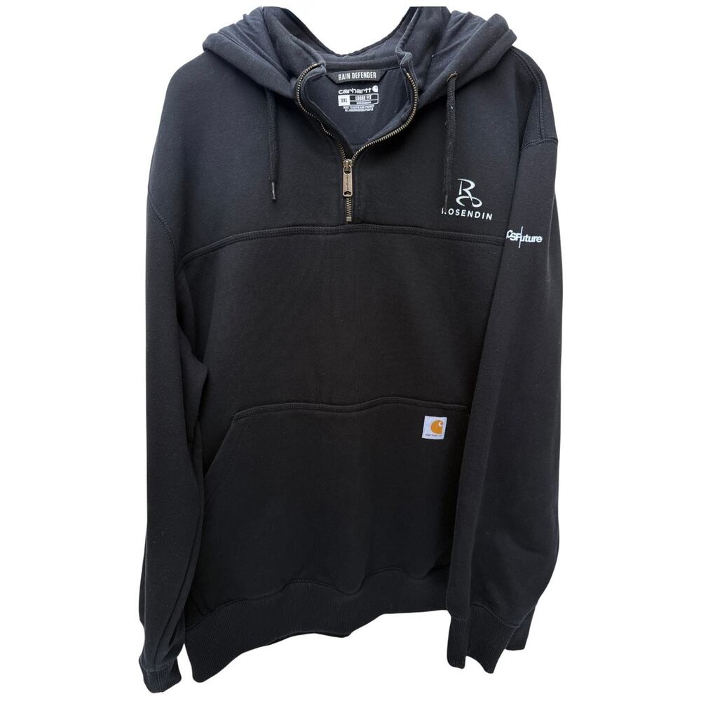 Carhartt Rain Defender Hoodie Mens 3XL Black Loose Fit Quarter Zip Workwear
